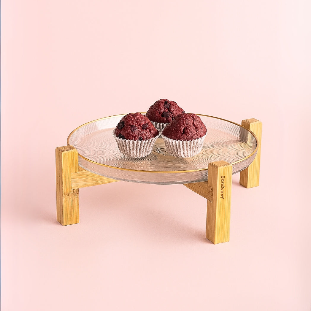 Bambu Ayaklı Yaldızlı Sunum Tabağı Homerest