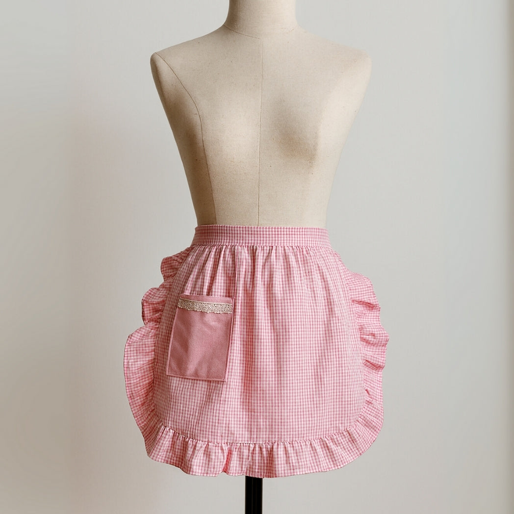 Pembe Pötikare Bel Bağlamalı Mutfak Önlüğü Homerest