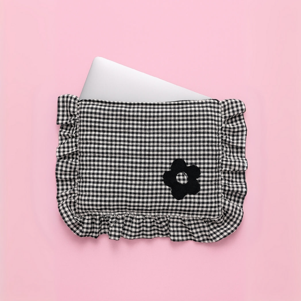 Siyah Pötikare Fermuarlı Laptop Çantası Homerest