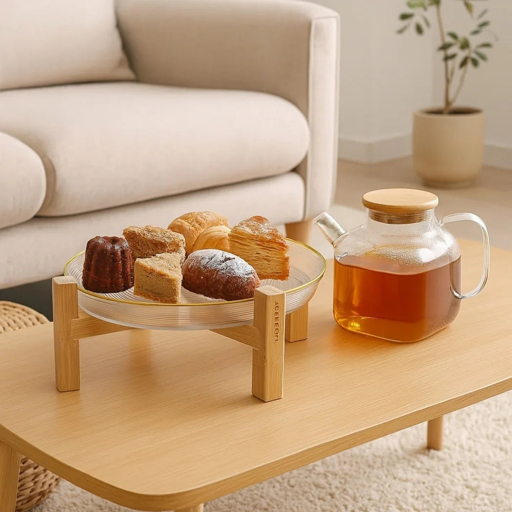 Bambu Ayaklı Yaldızlı Sunum Tabağı Homerest