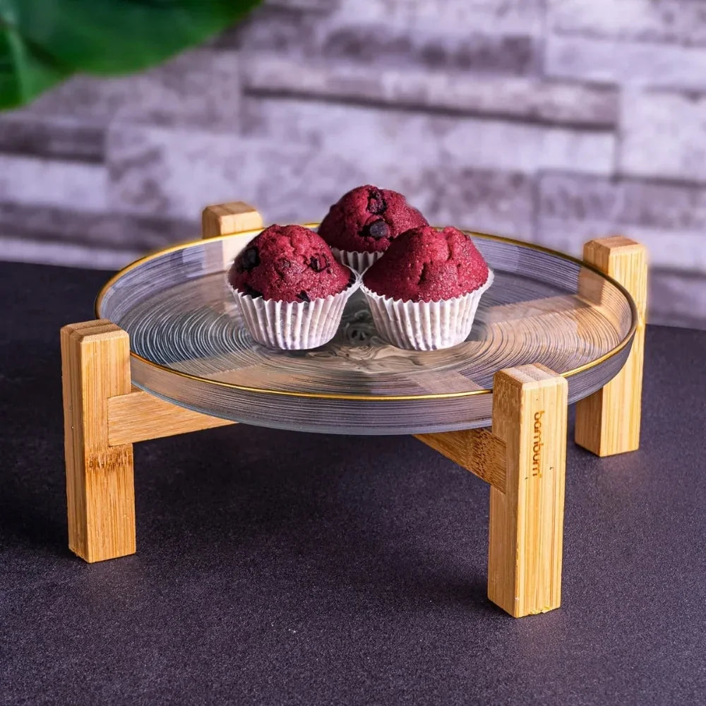 Bambu Ayaklı Yaldızlı Sunum Tabağı Homerest