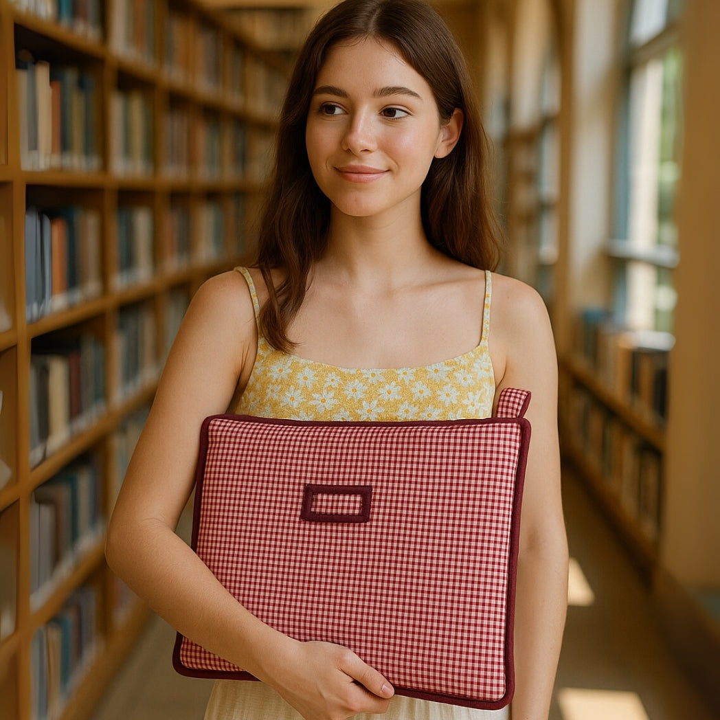 Kırmızı Pötikare Fermuarlı Laptop Çantası Homerest