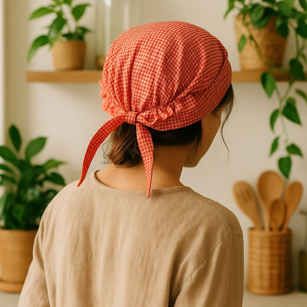 Kırmızı Pötikare Fırfırlı Aşçı Bandanası Homerest