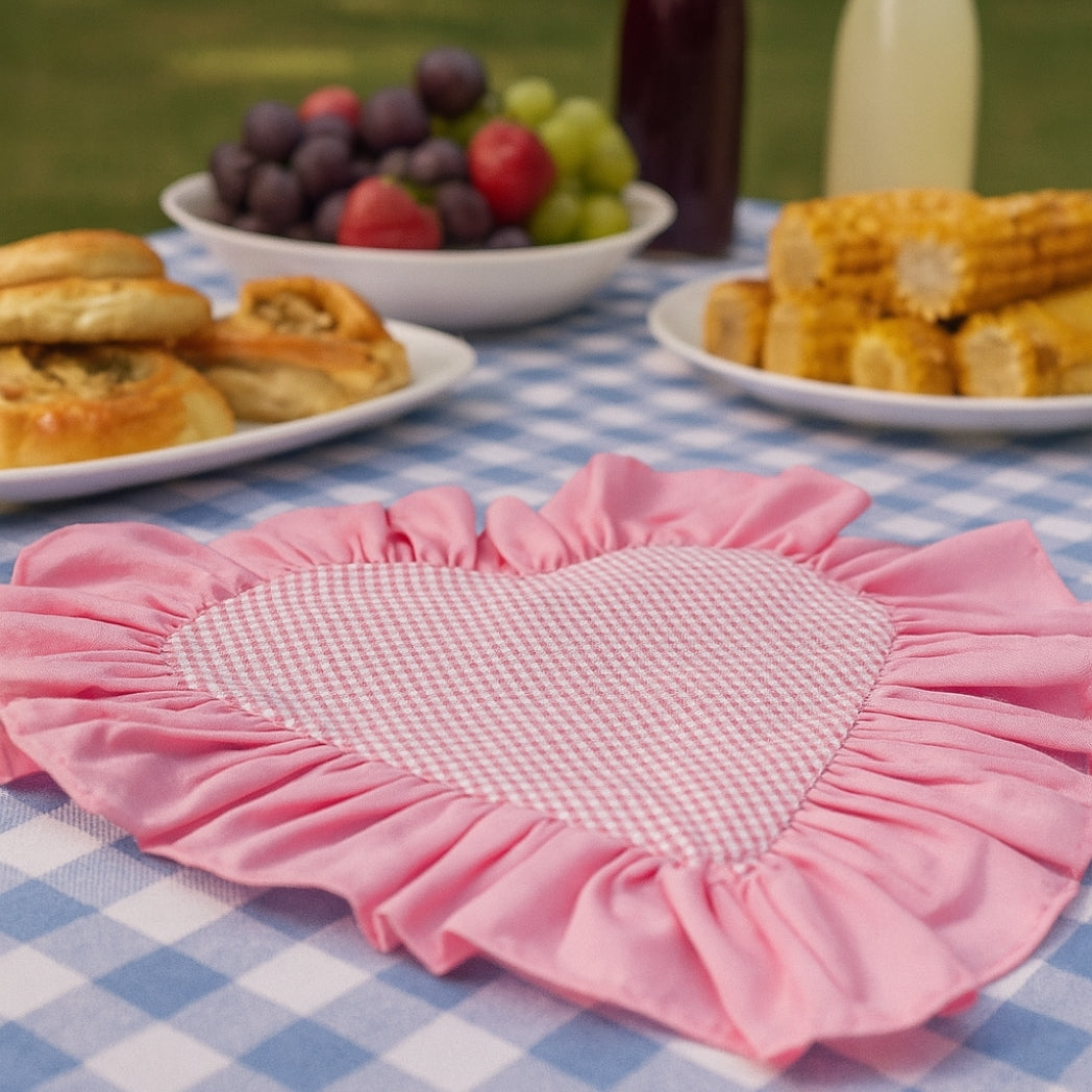 Pembe Fırfırlı Pötikare Kalp Amerikan Servis Homerest