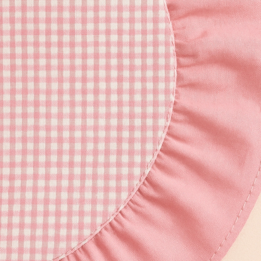 Pembe Fırfırlı Pötikare Yuvarlak Amerikan Servis Homerest