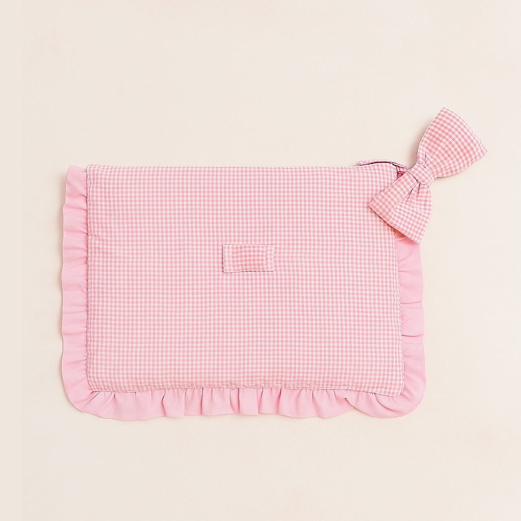 Pembe Fiyonklu Fermuarlı Pötikare Laptop Çantası Homerest