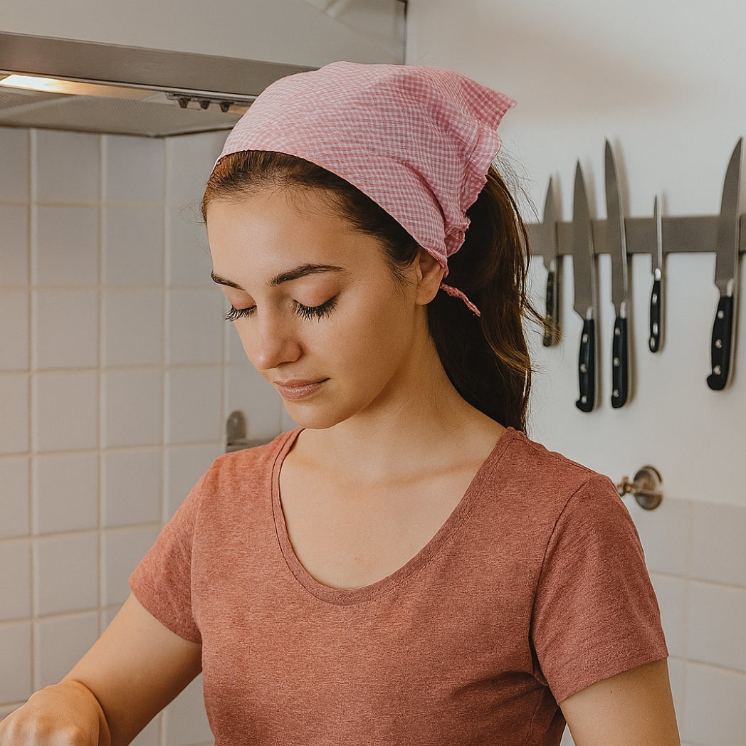 Pembe Pötikare Fırfırlı Aşçı Bandanası Homerest