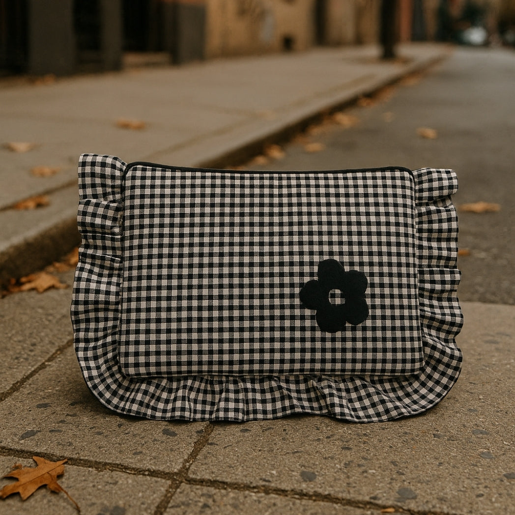 Siyah Pötikare Fermuarlı Laptop Çantası Homerest